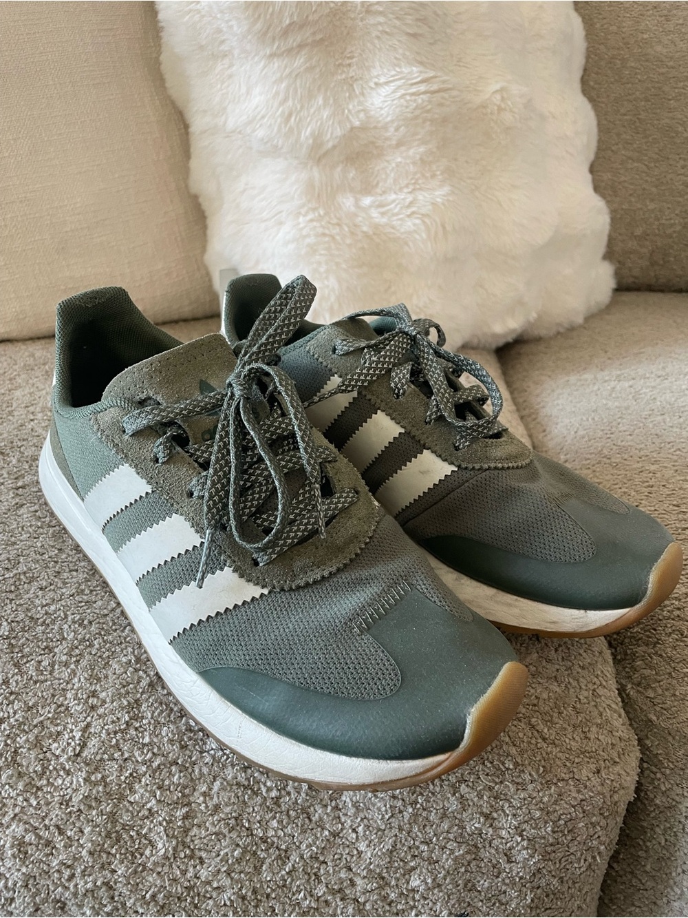 adidas Green Lace-Up Sneakers with White Stripes